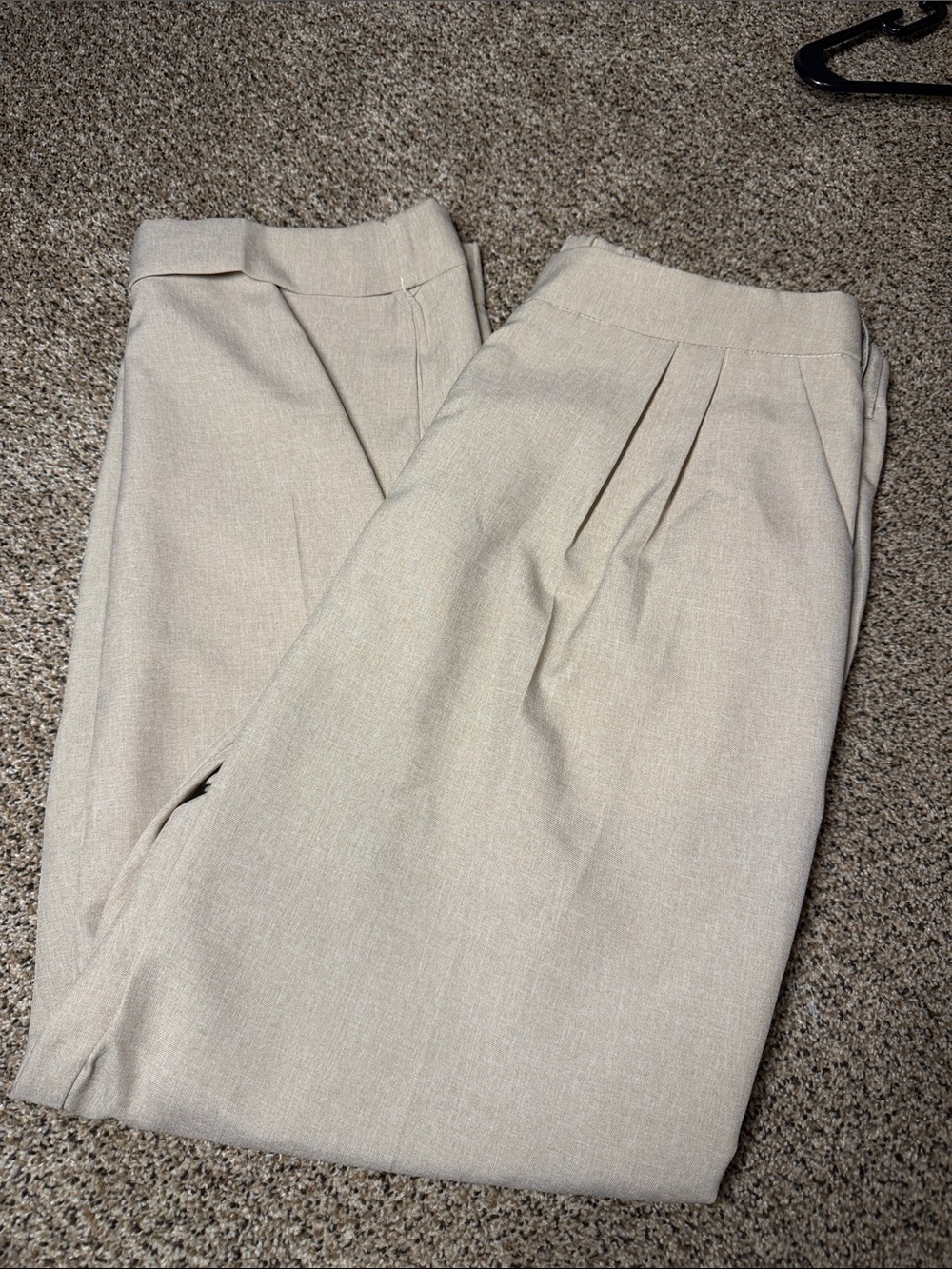 Women's Cream Pleated Trousers - Tailored High-Waist